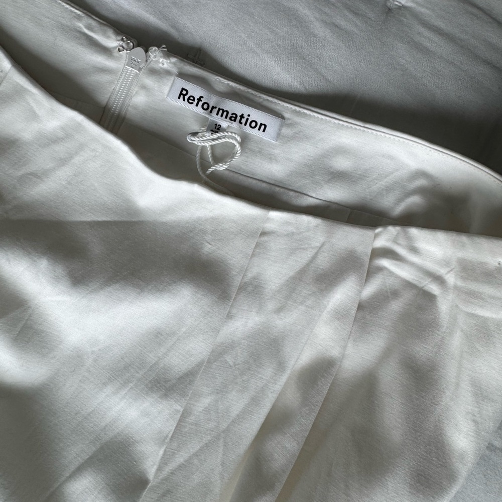 Reformation 12P Lucy Skirt White Stretch Cotton - Picture 6 of 9